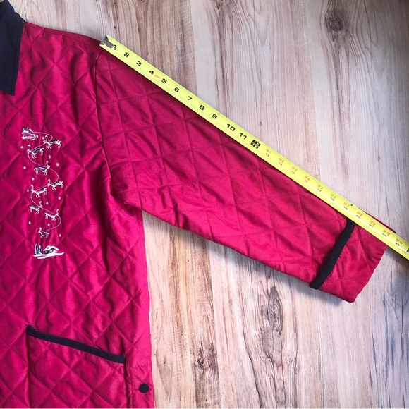 Vintage DESERT HEAT Quilted Jacket Christmas Embroidery Red Medium Women’s - Picture 8 of 16
